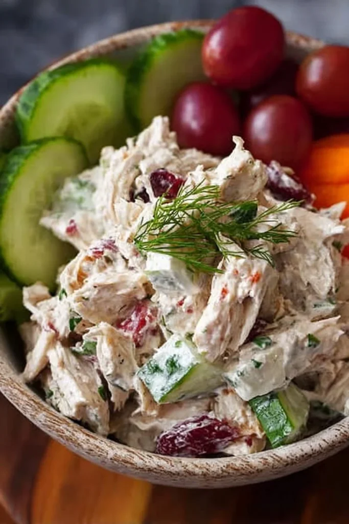 Healthy chicken salad recipe without mayo featuring Greek yogurt