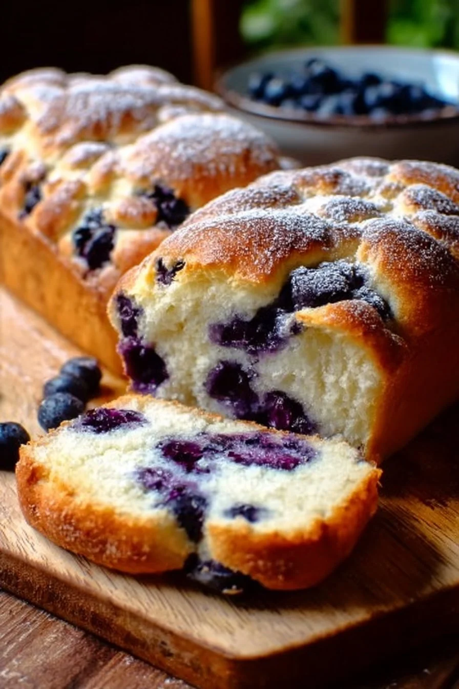 Fluffy blueberry cloud loaves with cottage cheese, fresh blueberries, and a light texture.