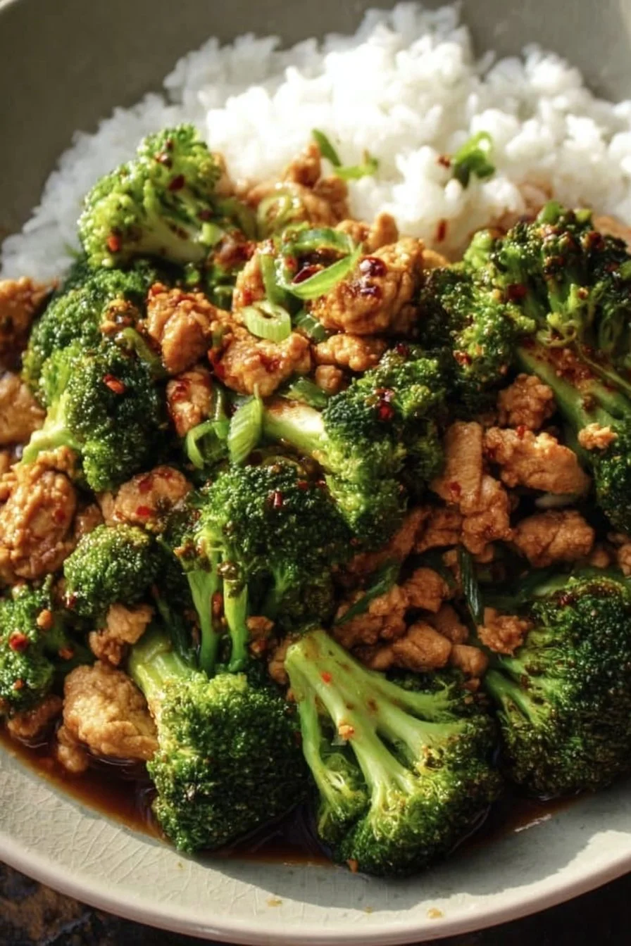 Honey Sriracha Ground Chicken and Broccoli 2 Delicious Honey Sriracha Chicken with Broccoli served on a plate