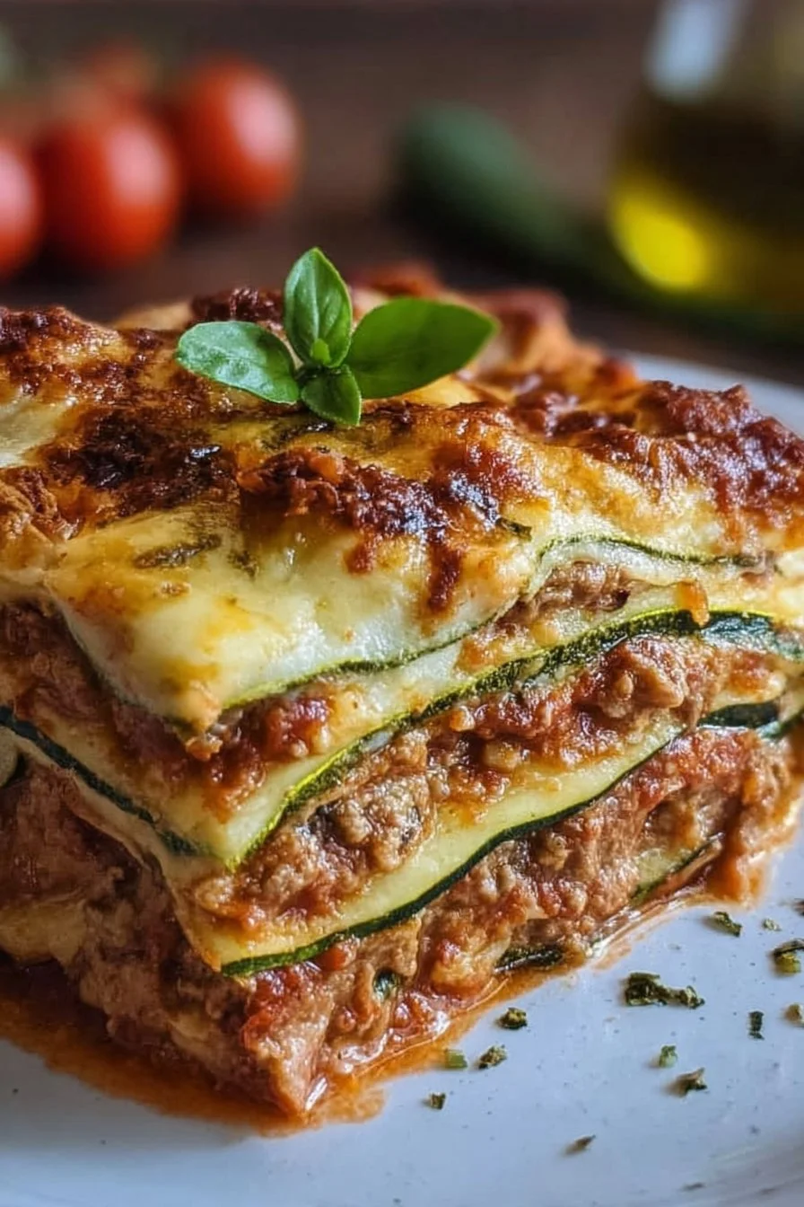 Keto-Friendly Zucchini Lasagna Recipe 2 Delicious keto-friendly zucchini lasagna served in a dish