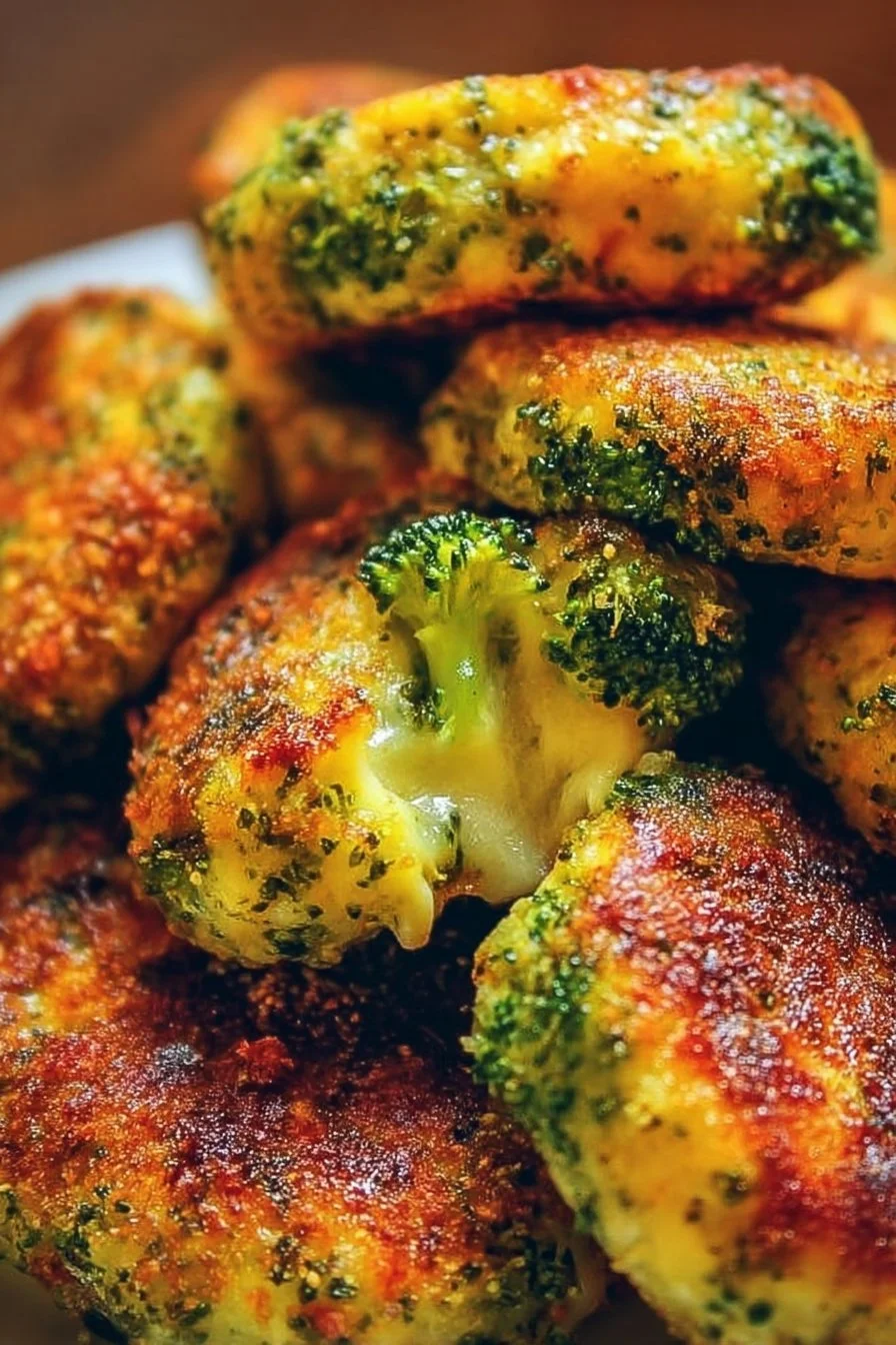 Low-Carb Crispy Broccoli Cheese Rounds 2 Low-carb crispy broccoli cheese rounds served on a plate