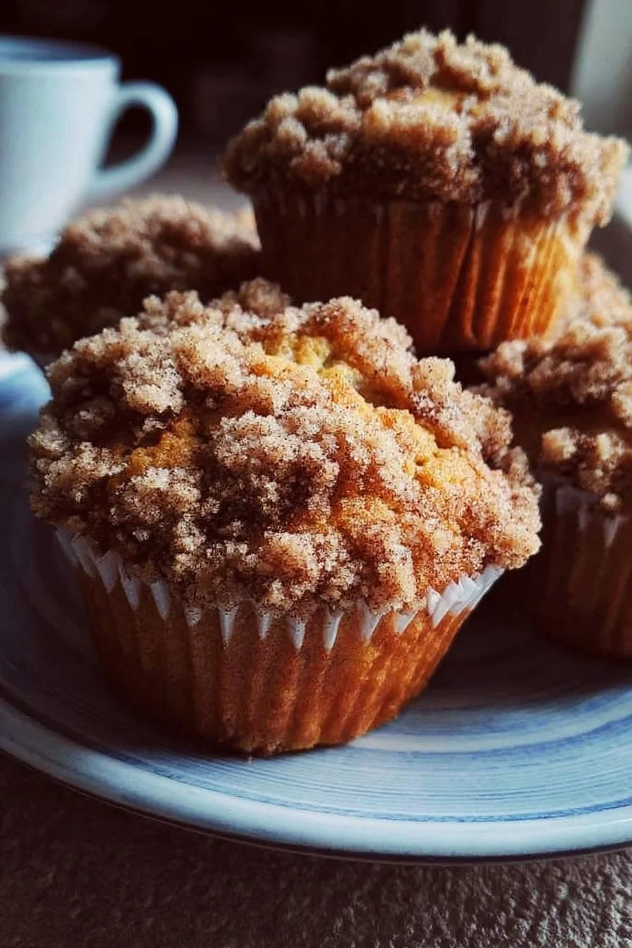 Freshly baked apple cinnamon streusel muffins on a cooling rack