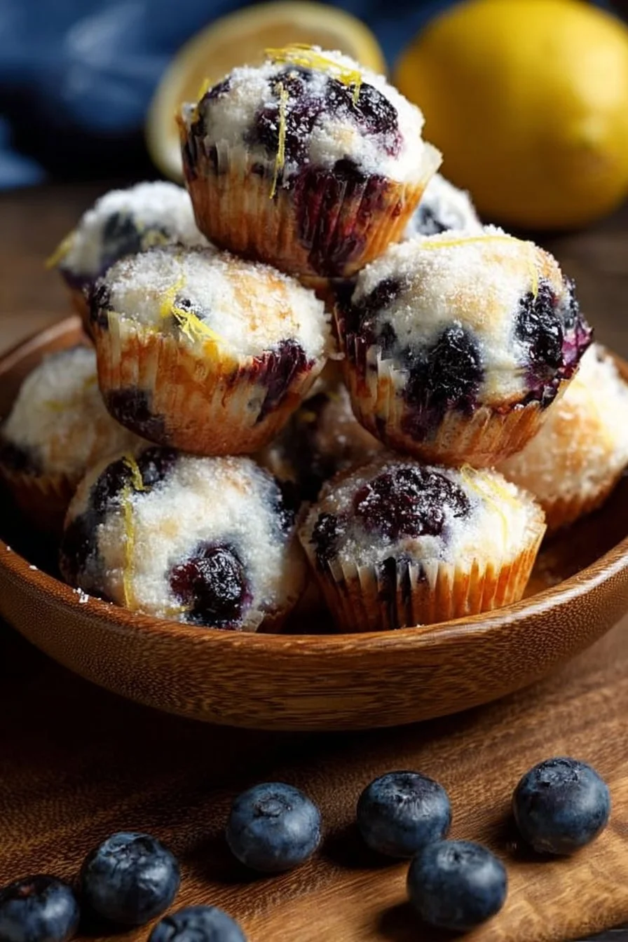 Blueberry and lemon zest cottage cheese bites on a white plate