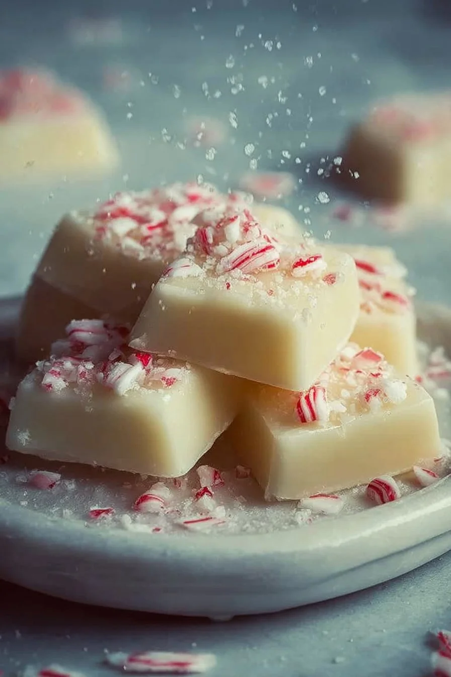Plate of buttery peppermint meltaways with mint leaves for decoration