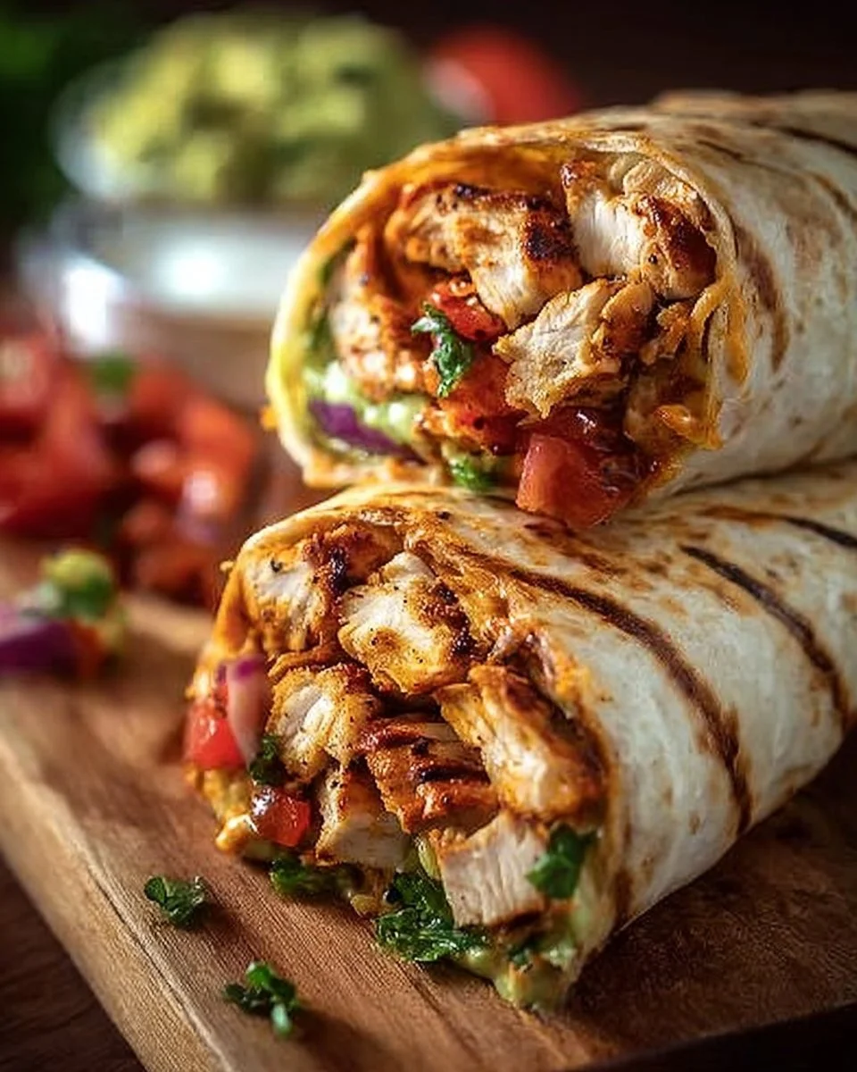 Chipotle Ranch Grilled Chicken Burrito with fresh ingredients and vibrant colors