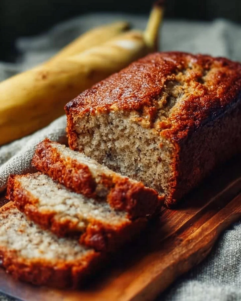 Slice of cottage cheese banana bread on a plate