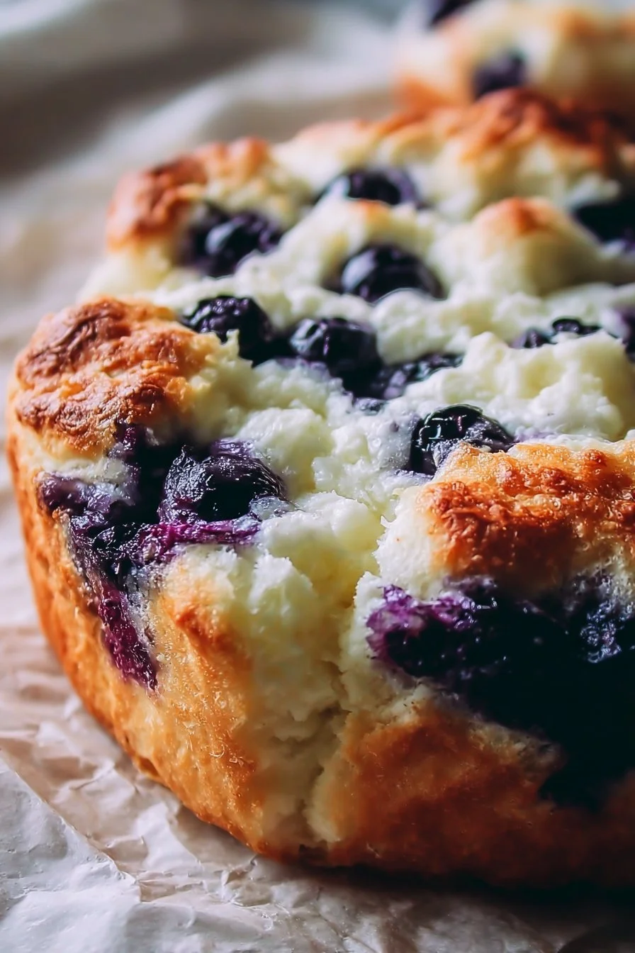 Cottage Cheese Blueberry Cloud Bread fresh out of the oven