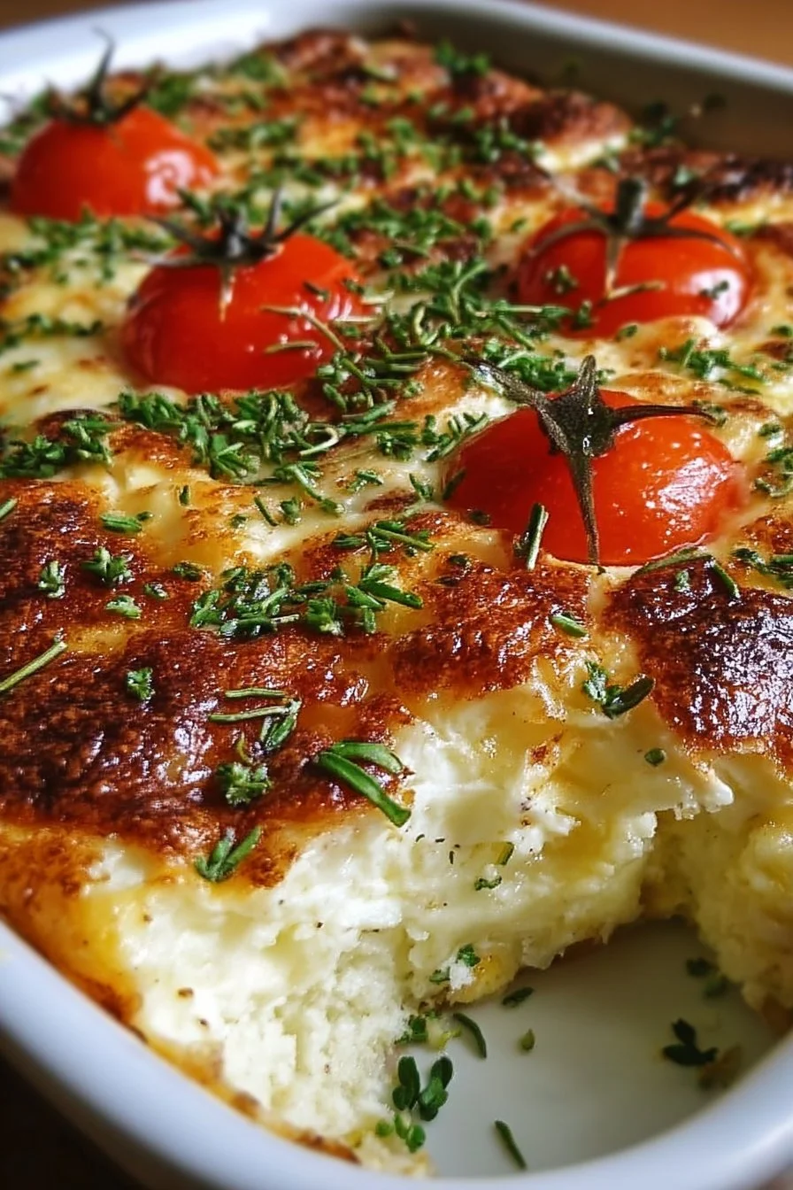 Cottage Cheese Egg Bake 3 Cottage cheese egg bake served in a dish, showcasing a healthy breakfast option