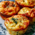 Delicious Cottage Cheese Egg Bites served on a plate with fresh herbs.
