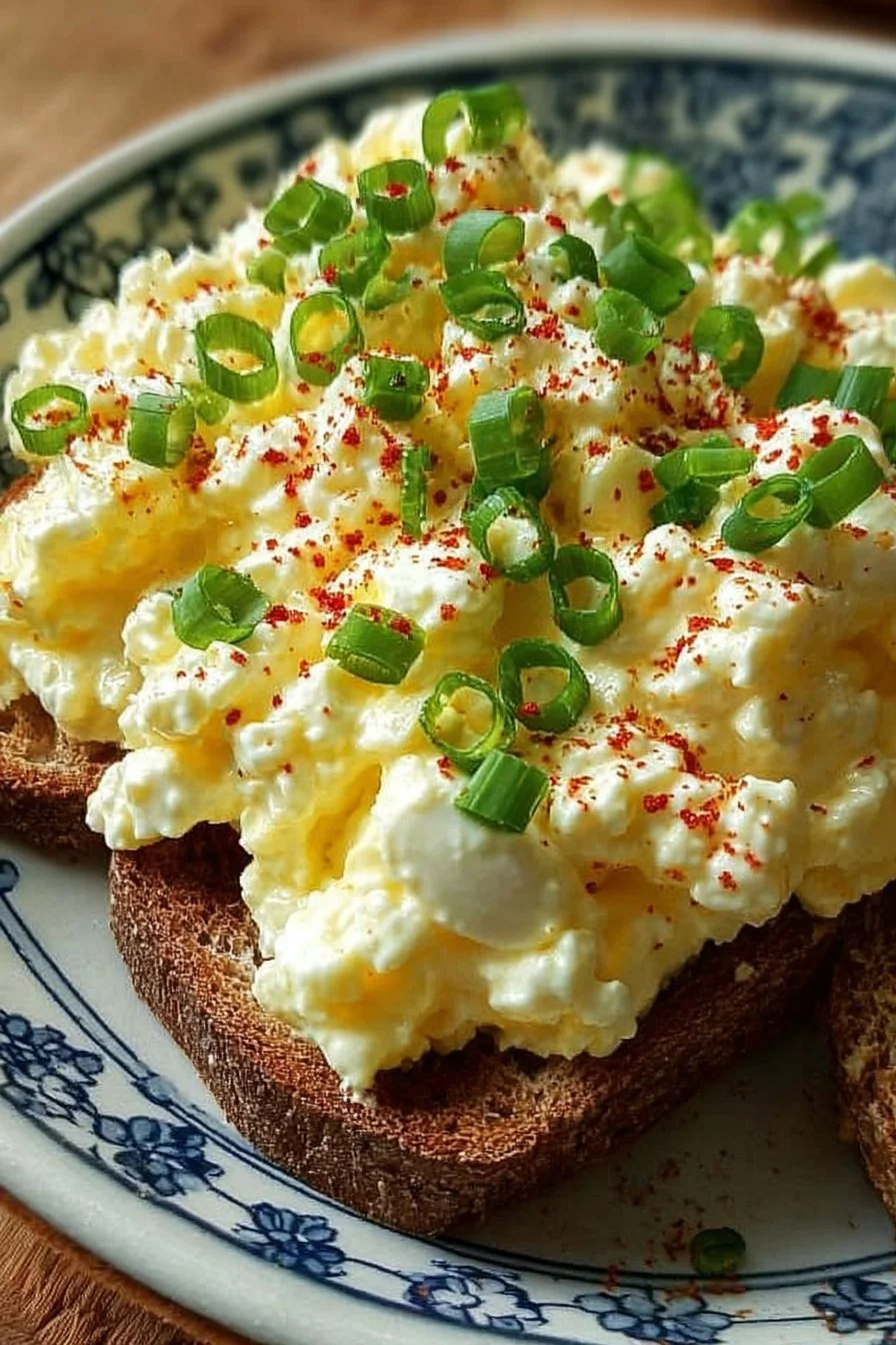 Delicious cottage cheese egg salad served in a bowl.