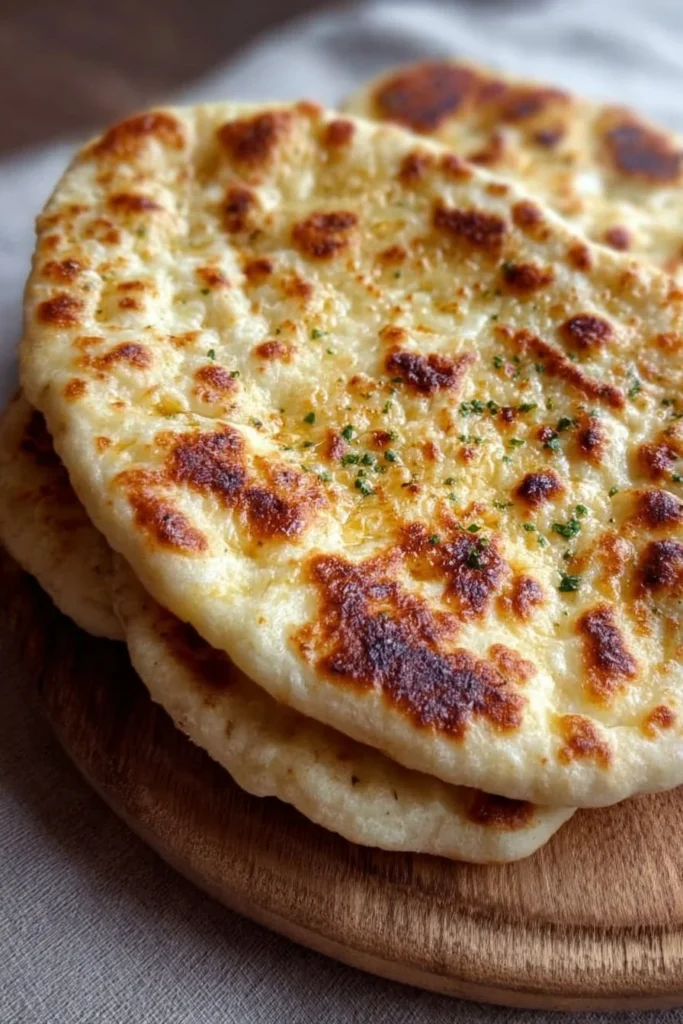 Healthy cottage cheese flatbread served with toppings.