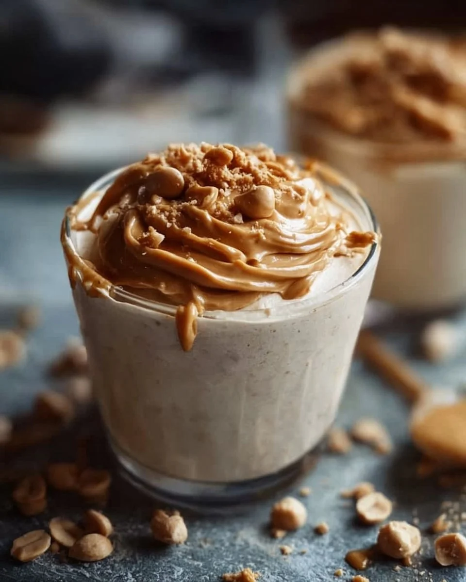 Delicious cottage cheese peanut butter mousse in a dessert bowl
