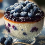 Creamy blueberry cottage cheese dish garnished with fresh blueberries