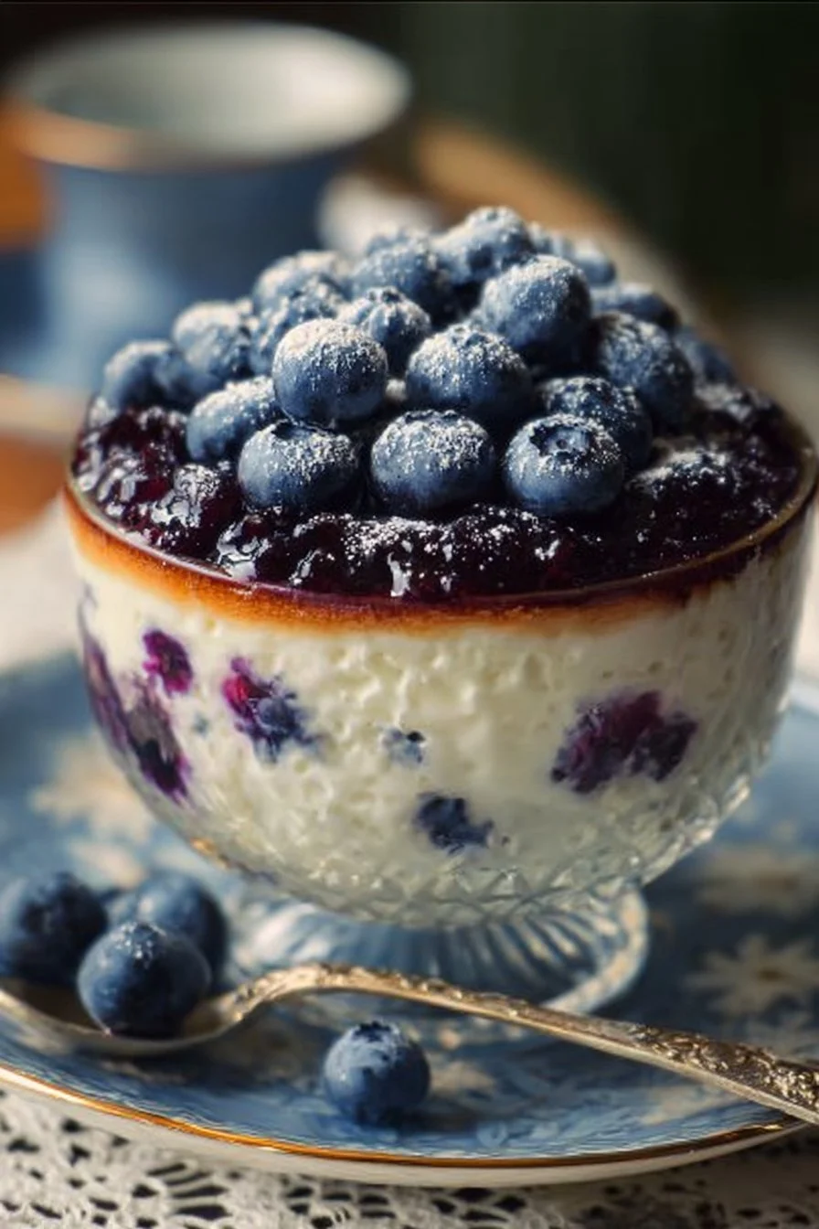 Creamy Blueberry Cottage Cheese Dish 4 Creamy blueberry cottage cheese dish garnished with fresh blueberries