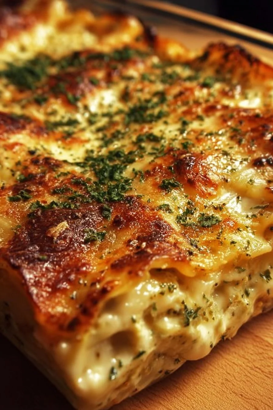 Creamy vegetable lasagna layered with fresh vegetables and rich cheese