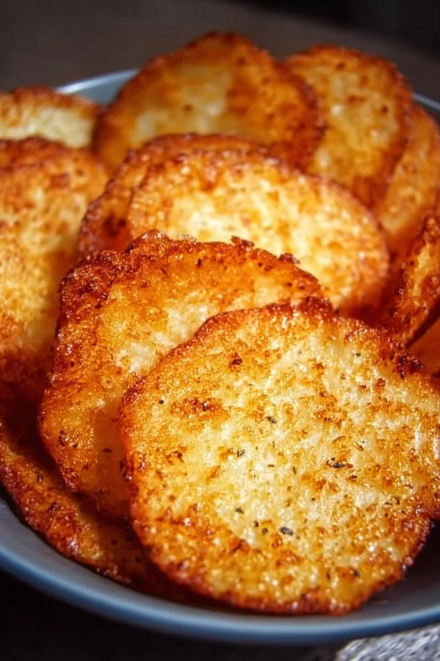 Bowl of crispy cottage cheese chips served as a healthy snack