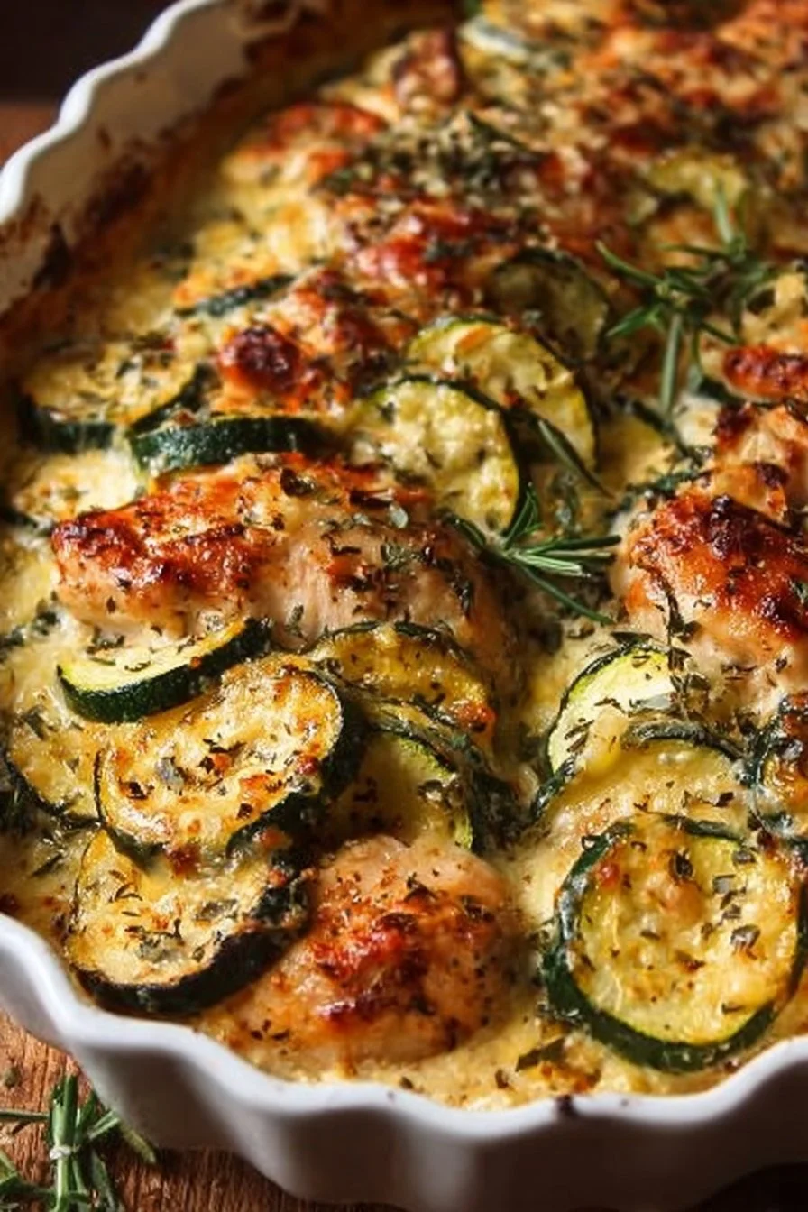 Delicious and healthy easy chicken zucchini bake dish