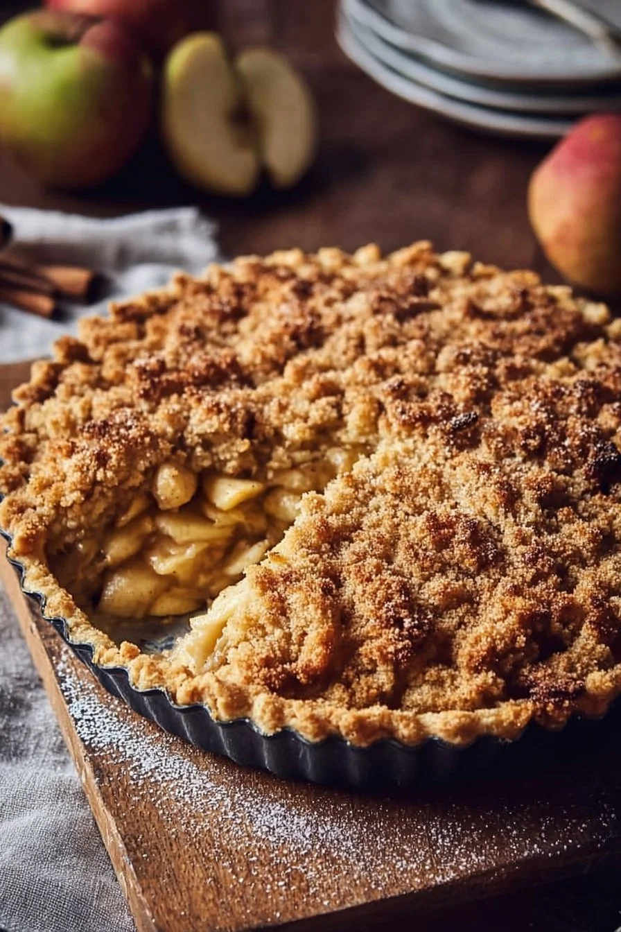 Fall Apple Crumble Pie 2 Delicious fall apple crumble pie with golden crust and apple filling