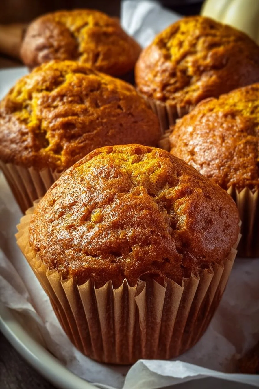Fluffy Pumpkin Muffins 3 Fluffy pumpkin muffins baked to perfection, ideal for fall treats.