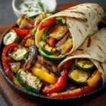 Grilled veggie wraps with colorful vegetables and healthy ingredients