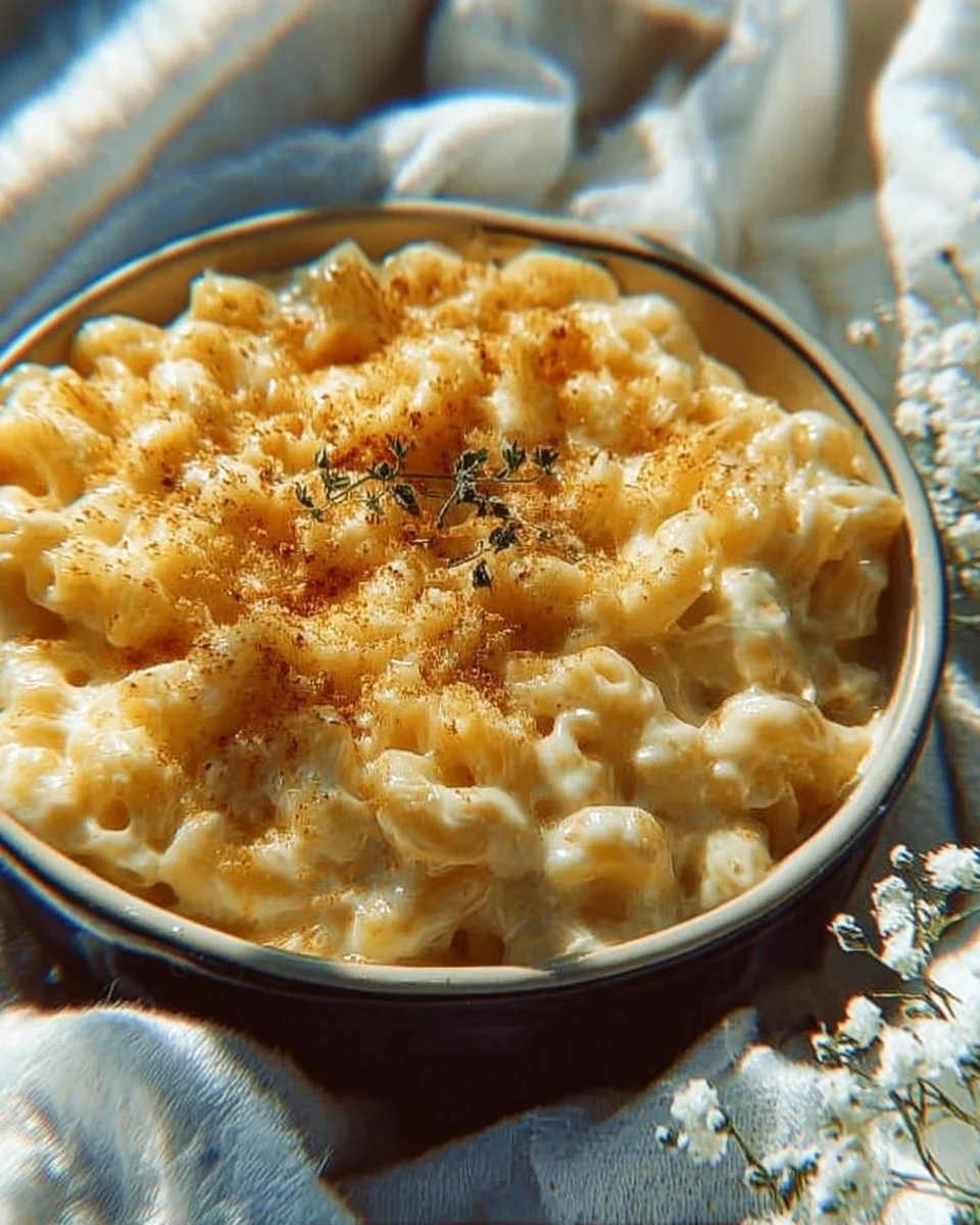 High protein cottage cheese mac and cheese served in a bowl