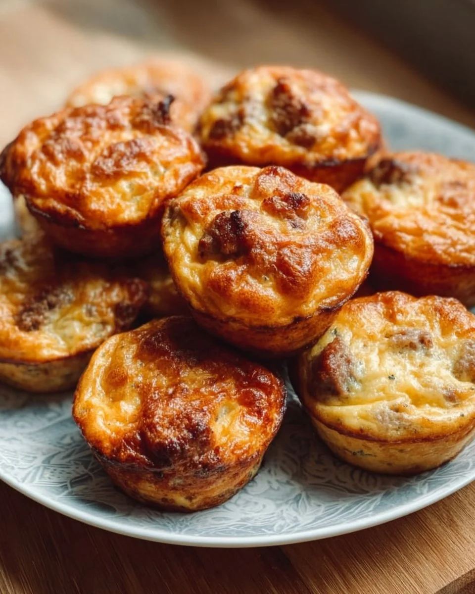 High-protein sausage pancake muffins for a healthy breakfast option.
