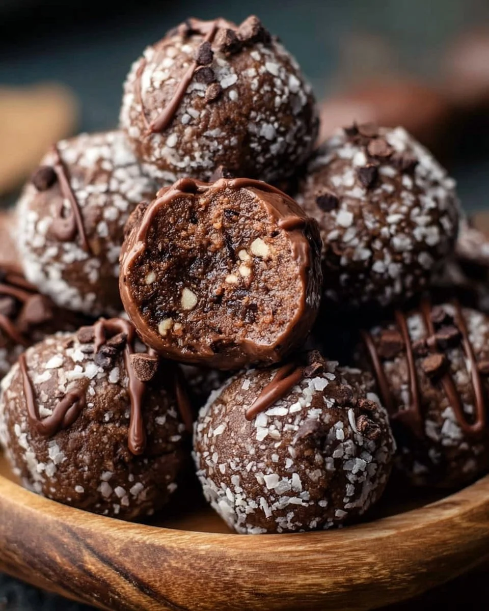No-bake cottage cheese brownie batter protein bites on a plate
