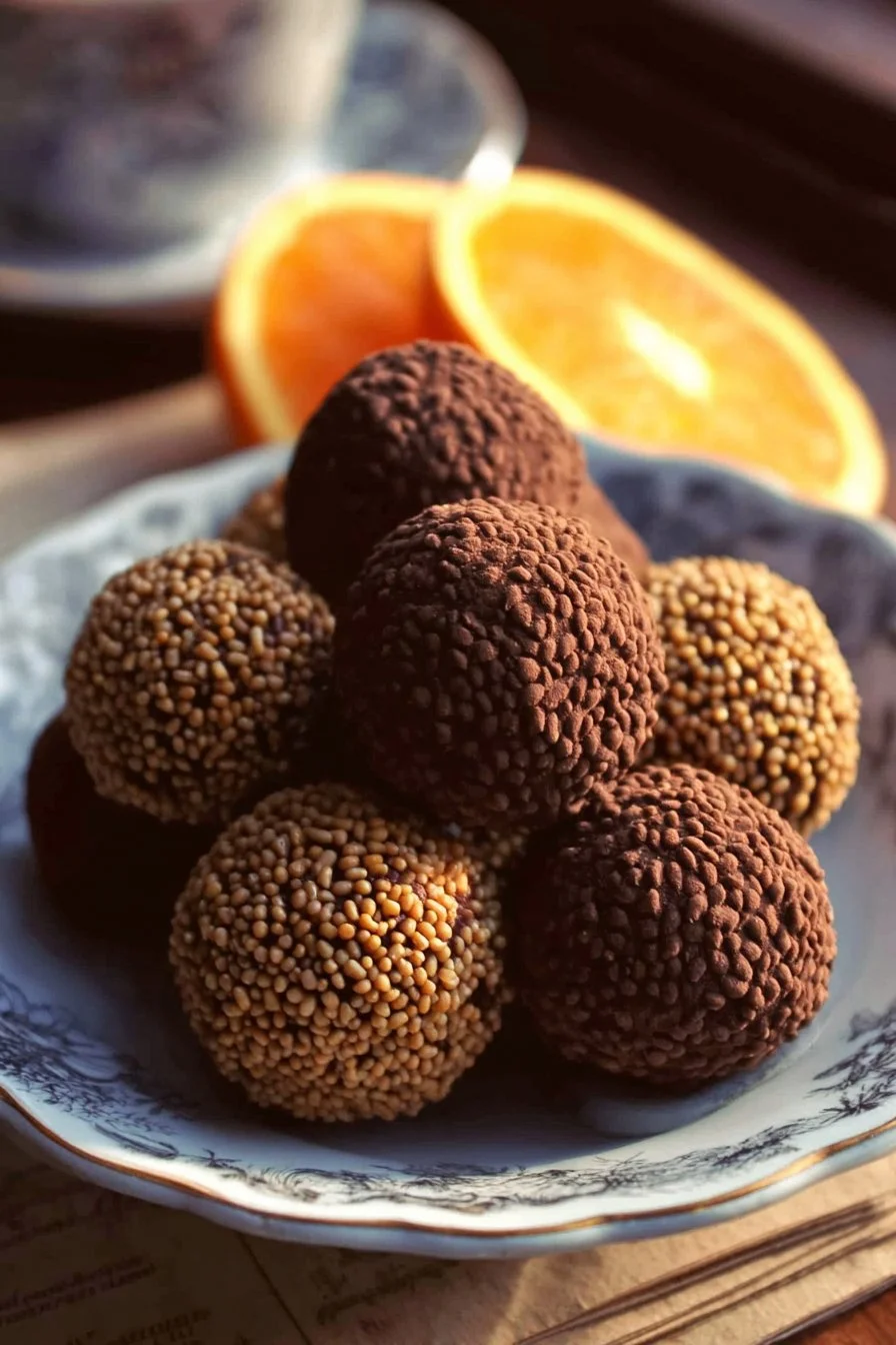 Orange Chocolate Truffles 2 Delicious orange chocolate truffles with a rich chocolate coating.