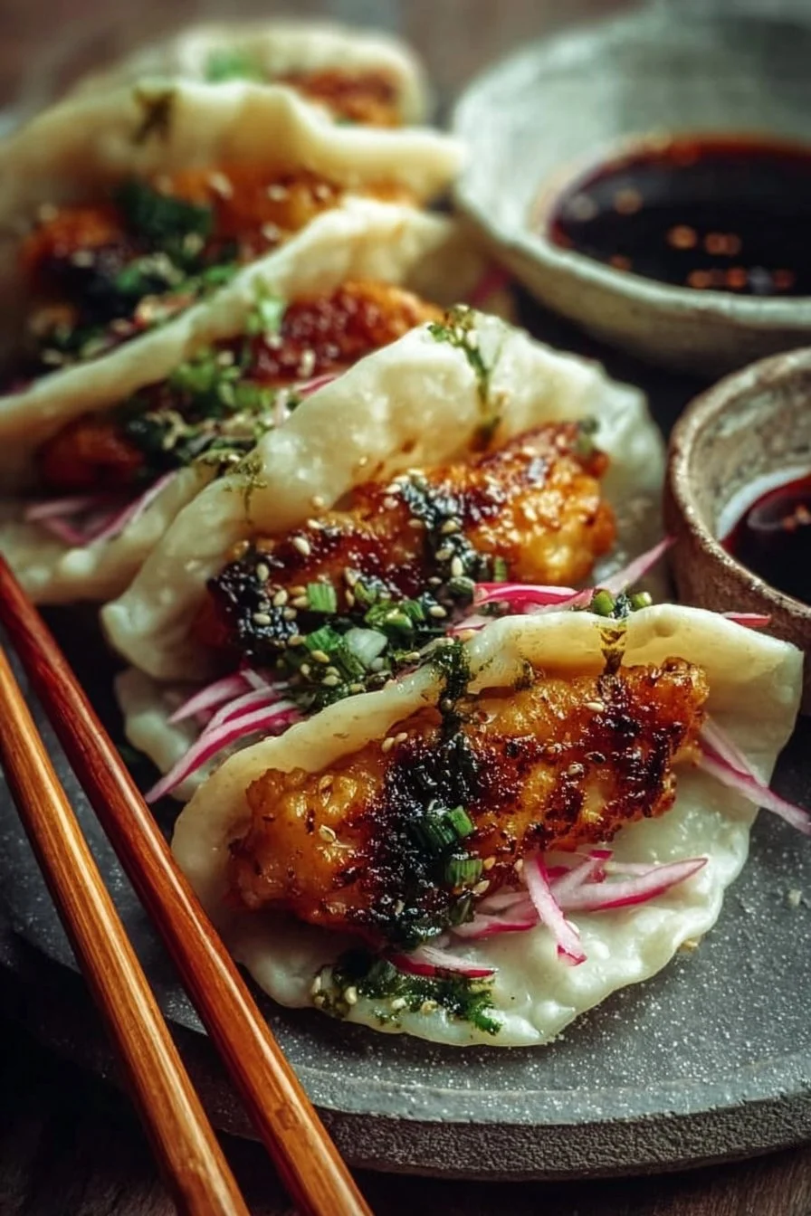 Smash Dumpling Tacos with a fusion of flavors and textures