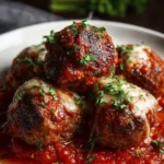 Delicious stuffed meatballs filled with herbs and cheese on a plate