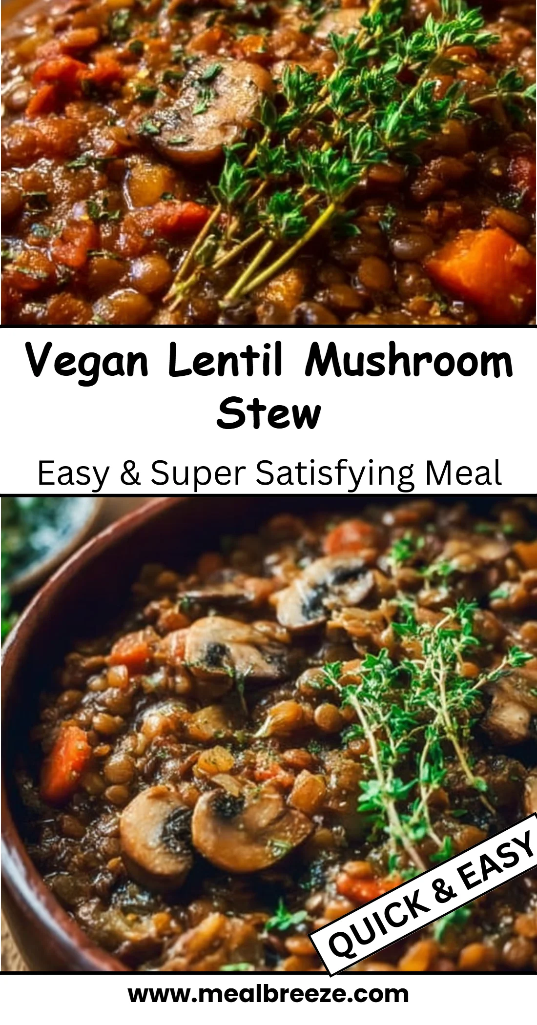 Vegan Lentil Mushroom Stew