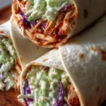 BBQ Chicken Coleslaw Wraps served on a white plate with fresh ingredients
