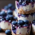 Blueberry cheesecake bites with fresh blueberries on top