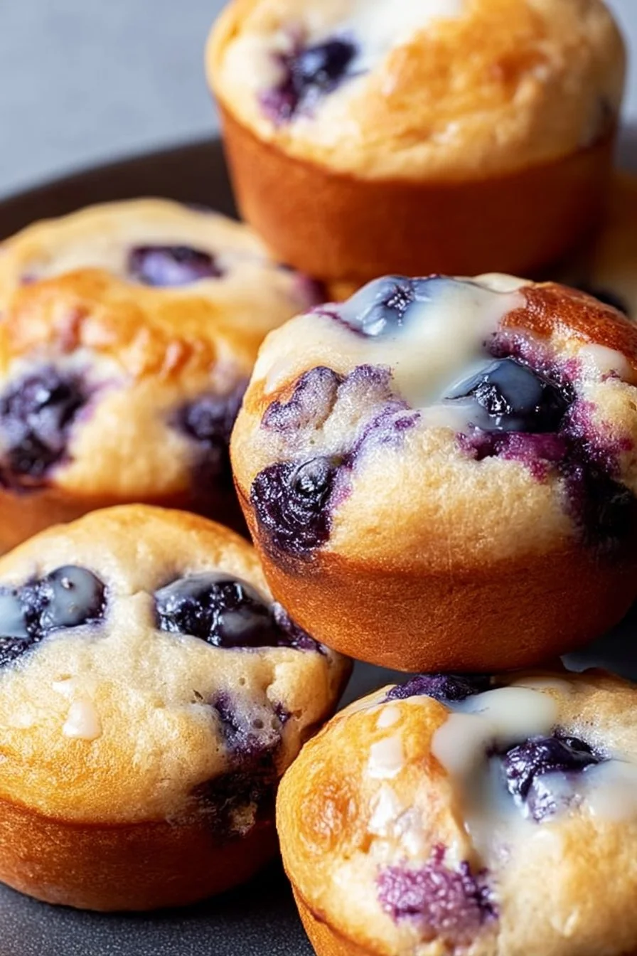 Blueberry Cream Cheese Protein Muffins fresh out of the oven