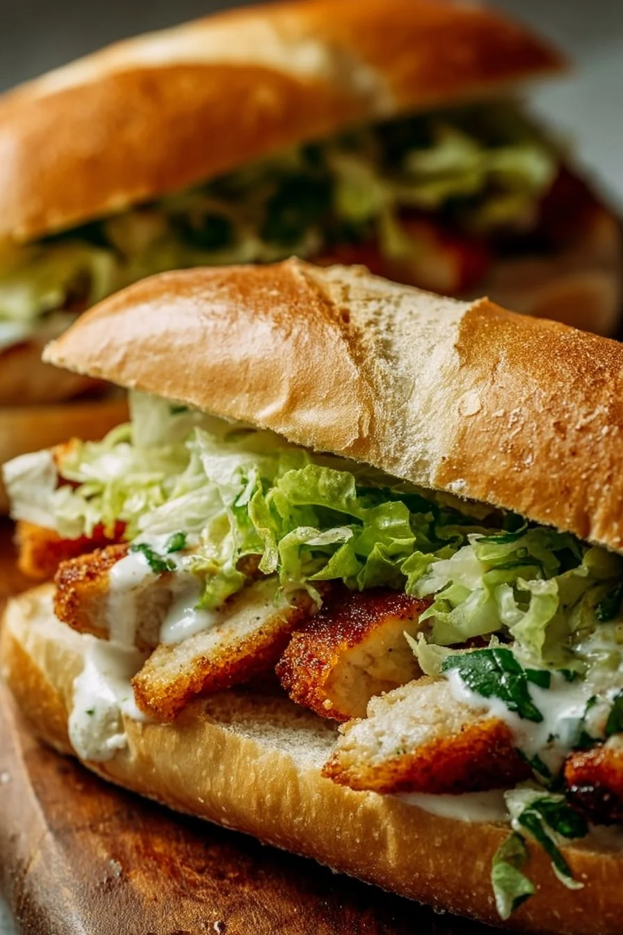 Delicious Chicken Caesar Sandwich with fresh greens and creamy dressing