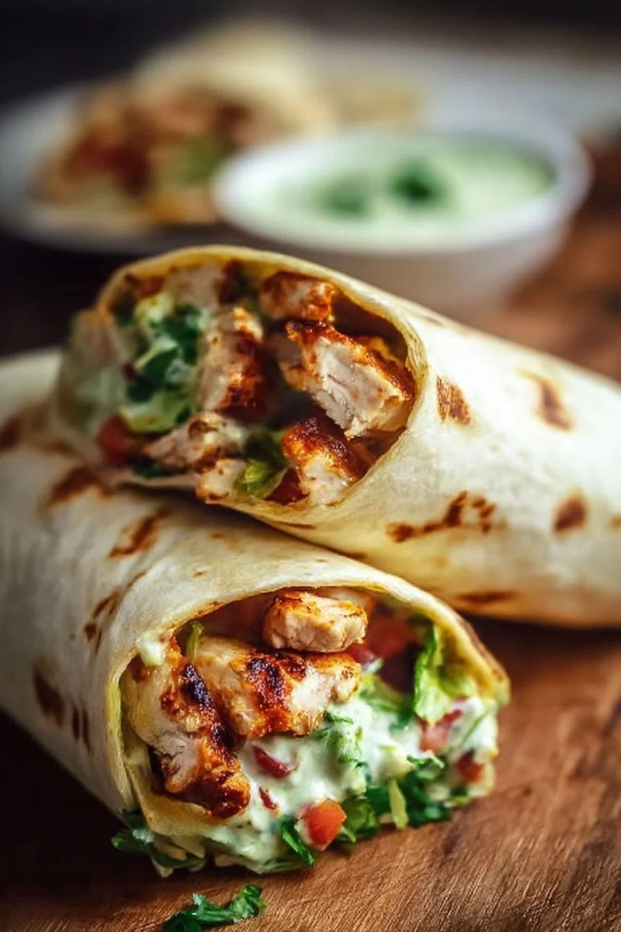 Chipotle Ranch Grilled Chicken Burrito with fresh ingredients and spices