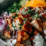 Healthy Cottage Cheese BBQ Chicken Bowl served in a vibrant dish