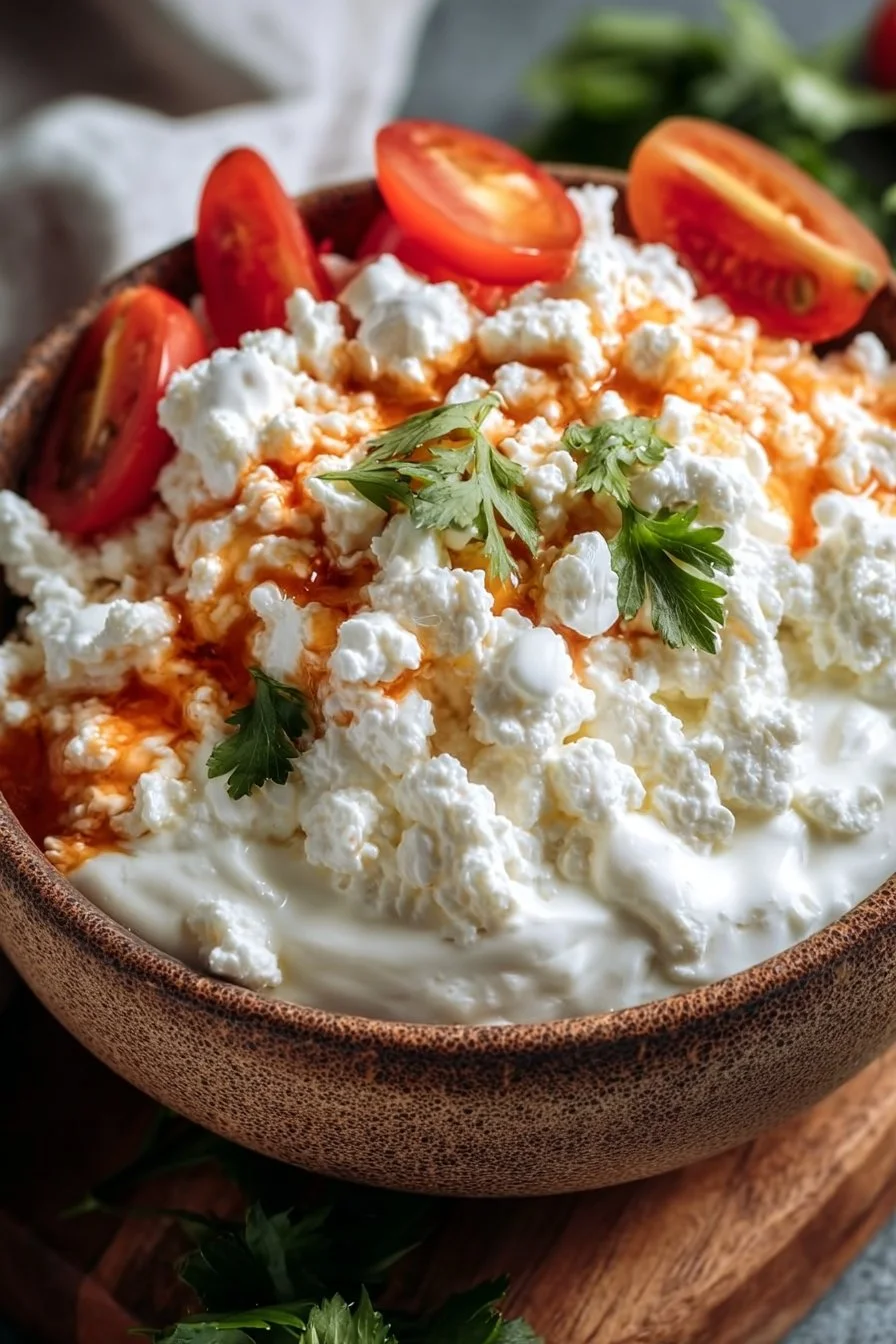 Healthy Cottage Cheese Bowl with fruits and nuts