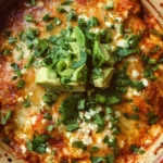 Cottage Cheese Enchilada Bowl garnished with fresh herbs and served in a colorful dish