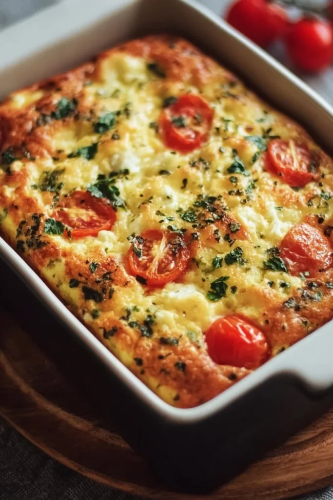 A nutritious Cottage Cheese Veggie Bake with colorful vegetables and creamy cottage cheese