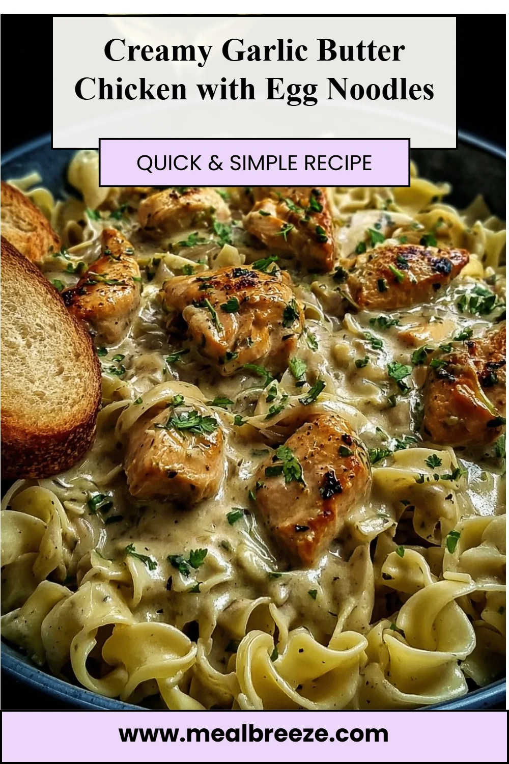 Creamy Garlic Butter Chicken with Egg Noodles