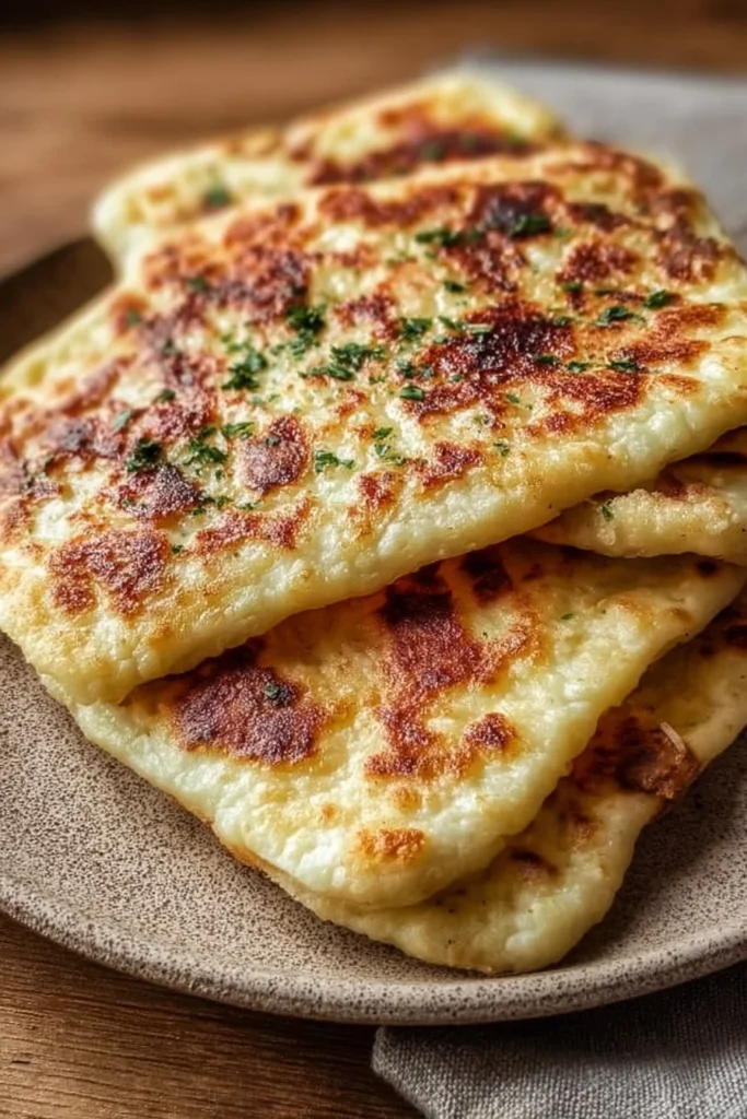 Crispy cottage cheese flatbread topped with herbs and spices