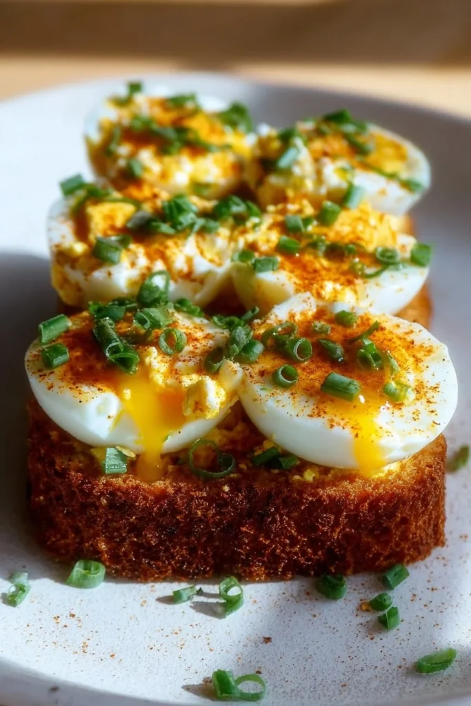 Delicious crispy egg salad cakes served on a plate with fresh herbs.