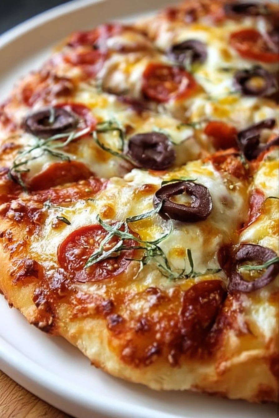 Easy Greek yogurt pizza dough ready for baking