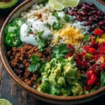 Easy low carb burrito bowl with fresh veggies and toppings