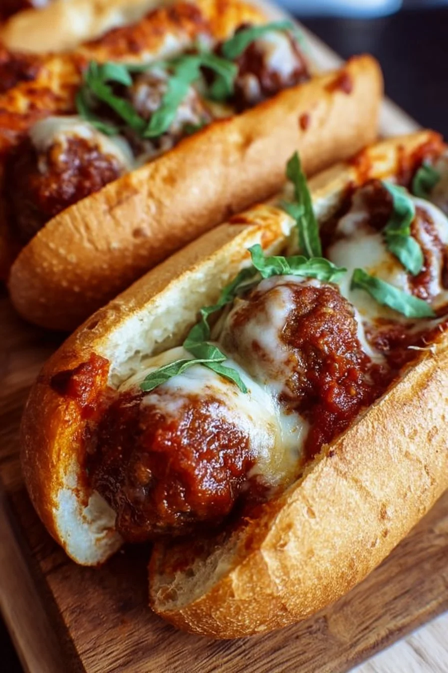 Delicious easy weeknight meatball subs with meatballs, marinara sauce, and cheese.
