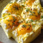 Delicious fluffy cottage cheese eggs served on a plate for breakfast.