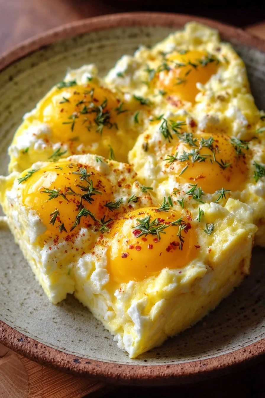 Delicious fluffy cottage cheese eggs served on a plate for breakfast.