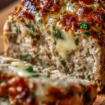 Garlic Parmesan Chicken Meatloaf served with herbs and vegetables