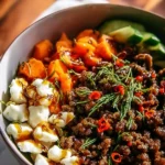 Delicious Ground Beef Hot Honey Bowl with vibrant toppings